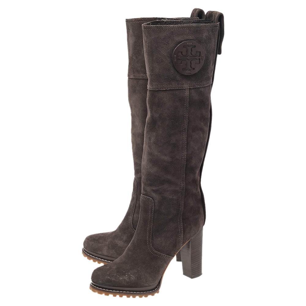 Tory Burch Chocolate Claudia Suede Knee High Boots
